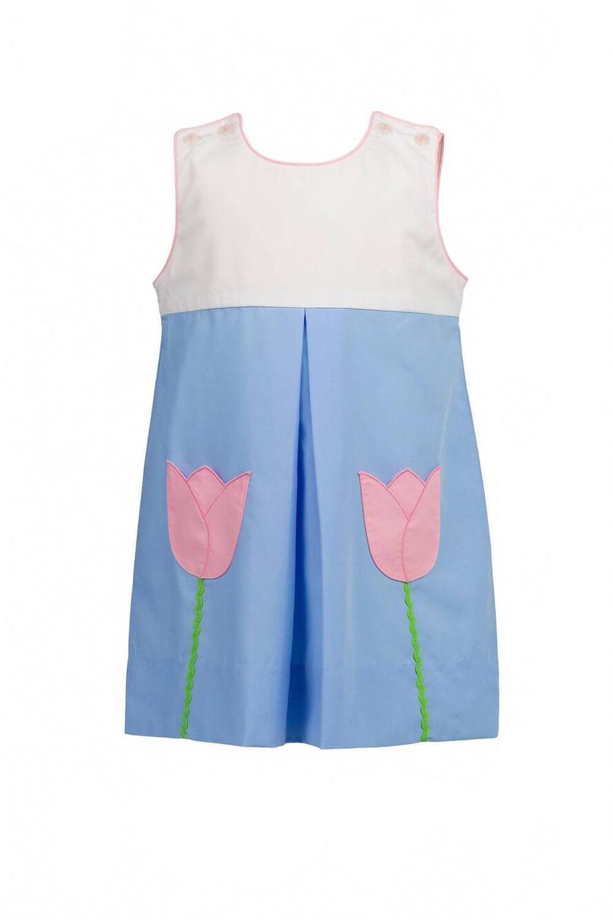 NEW THE PROPER PEONY kids' maude flower dress in blue
